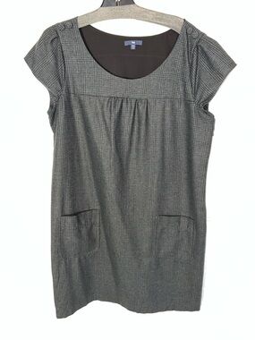 BOGO! GAP Black and Gray Plaid Cap Sleeve Shift Dress